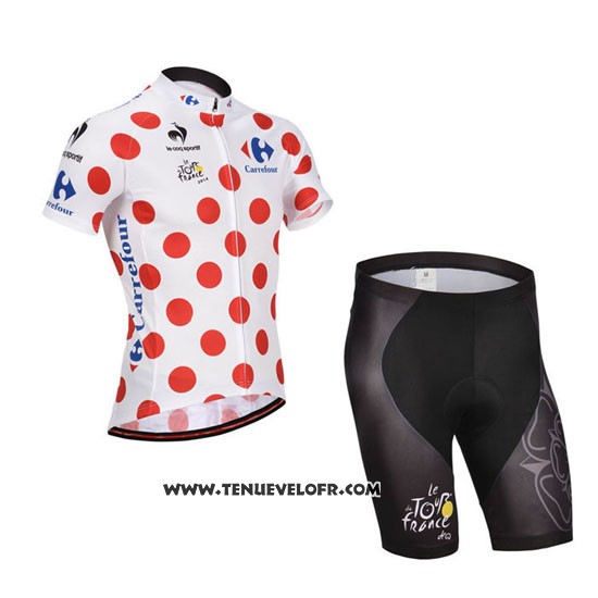 2014 Maillot Ciclismo Tour DE France Blanc et Rouge Manches Courtes et Cuissard